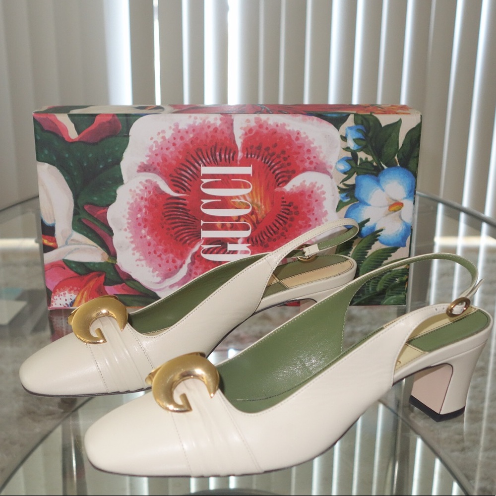 Gucci White and Gold Heels